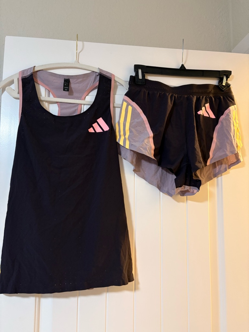 Adidas Adizero purple & Pink Athletic Tank + Running Shorts Set